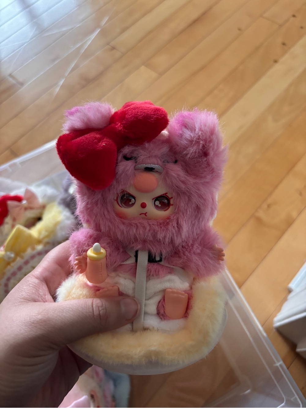 Pink Plush Small Pet Costume Toy with Bow